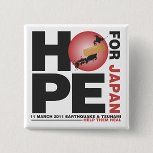 HOOP VOOR JAPAN - HELPEN HUN GEHALTE VIERKANTE BUTTON 5,1 CM