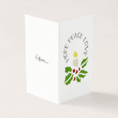 Hoop, Vrede, Liefde Minimalistische Holly en Kaars Kaart (Buitenkant)