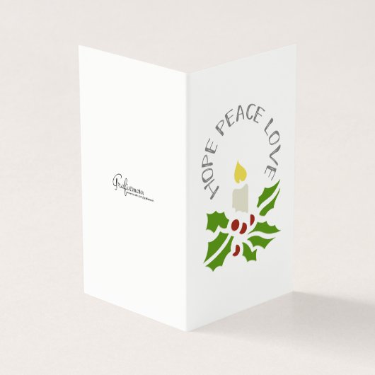 Hoop, Vrede, Liefde Minimalistische Holly en Kaars Kaart (Buitenkant)