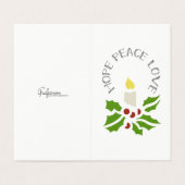 Hoop, Vrede, Liefde Minimalistische Holly en Kaars Kaart (Buitenkant ongevouwen)