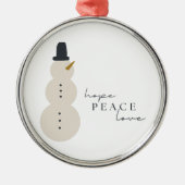 hoop vredesliefde. Kerstmis Sneeuwman Ornament (Voorkant)