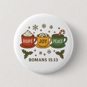 Hoop vreugde Vrede en Cacao Ronde Button 5,7 Cm