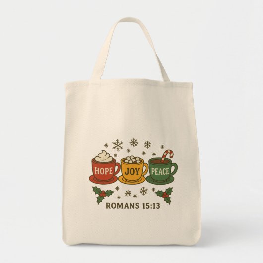 Hoop vreugde Vrede en Cacao Tote Bag (Voorkant)