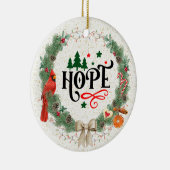 Hoop woord met kerstmis met lintje keramisch ornament (Rechts)