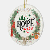 Hoop woord met kerstmis met lintje keramisch ornament (Links)