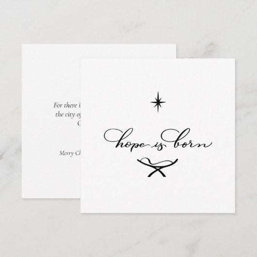 Hoop wordt geboren uit minimale kalligrafie-kerstK (Voorkant / Achterkant)