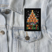 Hoop-y Holidays Basketball Christmas Holiday Sport Button (Insitu)