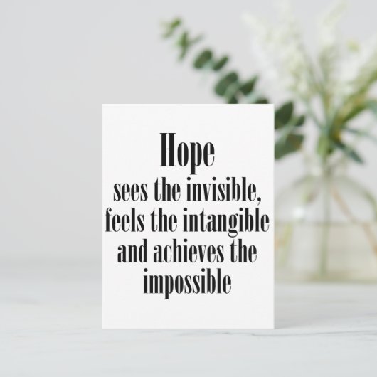 Hoop ziet het onzichtbare briefkaart (Staand voorkant)