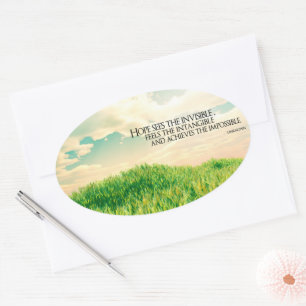 "Hoop ziet het onzichtbare" Inspirerend Quote Ovale Sticker