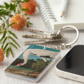 Hooping Crane Birds of America Audubon Print Sleutelhanger (Voorkant Rechts)