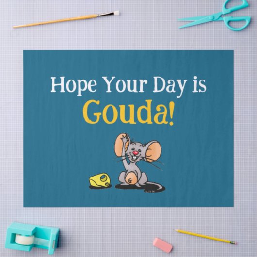 Hoopje dat je dag Gouda is, grappige muizenkaas wo Tissuepapier (Craft)
