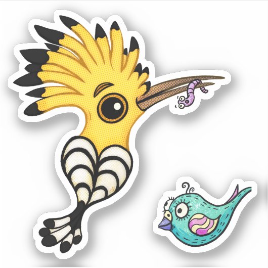 Hoopoe Bird Cartoon Sticker (Voorkant)