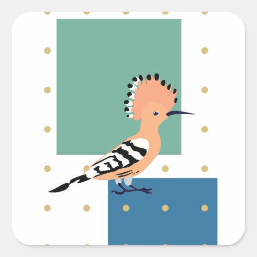 hoopoe vierkante sticker (Voorkant)