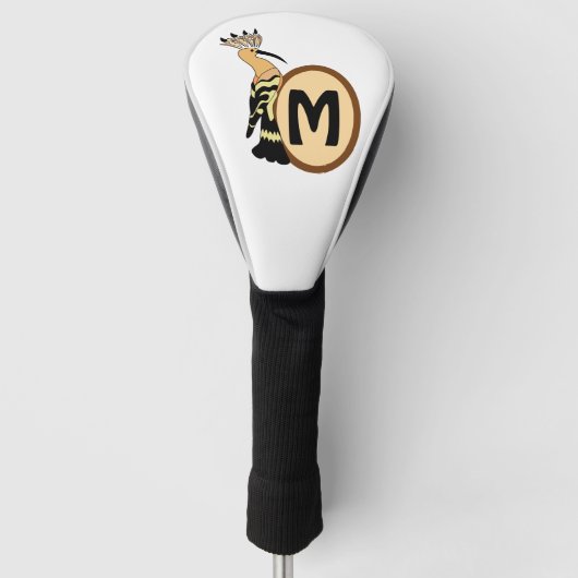 Hoopoe Whimsical Bird Monogram Golfheadcover (Voorkant)