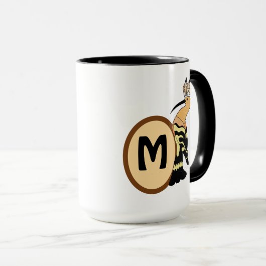 Hoopoe Whimsical Bird Monogram Mok (Voorkant rechts)