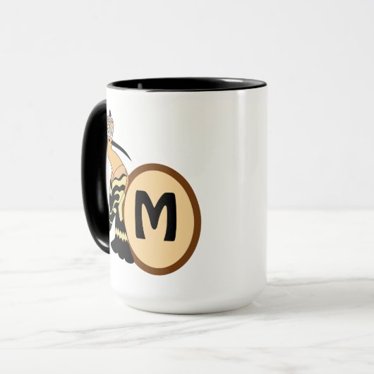 Hoopoe Whimsical Bird Monogram Mok (Voorkant links)