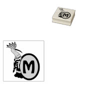 Hoopoe Whimsical Bird Monogram Rubberstempel (Gestempeld)