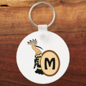 Hoopoe Whimsical Bird Monogram Sleutelhanger (Voorkant)