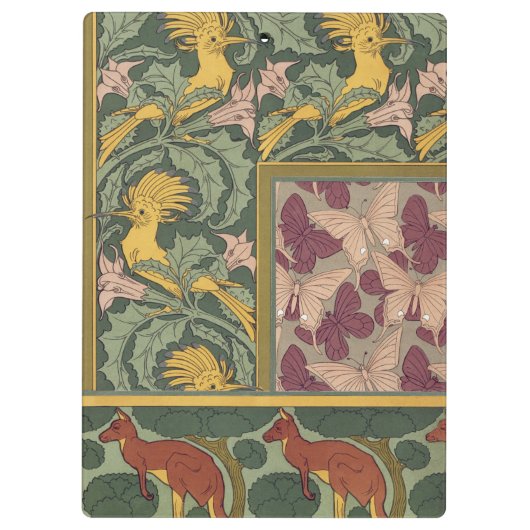 Hoopoes & Jimson Weed Birds & Floral Art Nouveau Klembord (Achterkant)