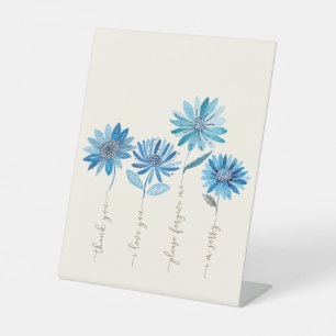 Ho'oponopono & Boheemse blauwe bloemen Reclamebord Met Voetstuk