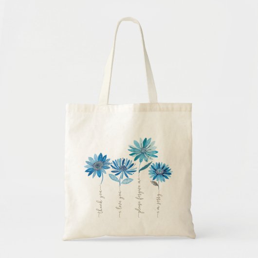 Ho'oponopono & Boheemse blauwe bloemen Tote Bag (Voorkant)