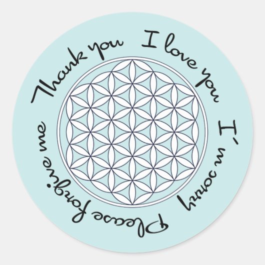 Ho'oponopono & Flower of Life Ronde Sticker (Voorkant)