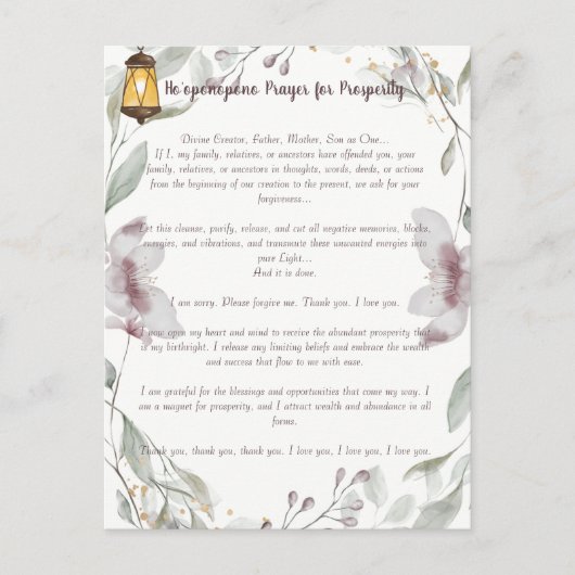 Ho'oponopono gebed voor welvaart briefkaart (Voorkant)