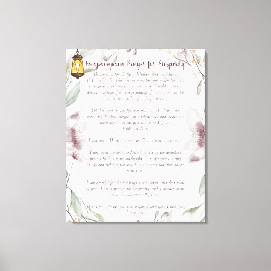 Ho'oponopono gebed voor welvaart canvas afdruk (Voorkant)