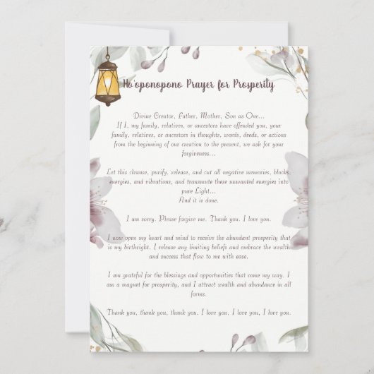 Ho'oponopono gebed voor welvaart kaart (Voorkant)