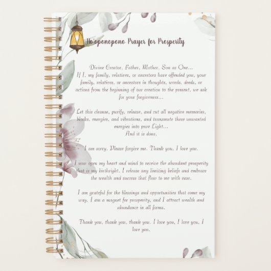Ho'oponopono gebed voor welvaart planner (Voorkant)