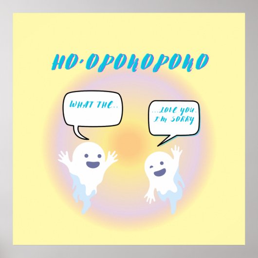 Ho'oponopono Ghosts Healing & Grappige Tweetonige Poster (Voorkant)