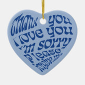 Ho'oponopono Hartvormige tekst Blauw Keramisch Ornament (Voorkant)