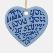 Ho'oponopono Hartvormige tekst Blauw Keramisch Ornament (Achterkant)