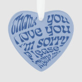 Ho'oponopono Hartvormige tekst Blauw Ornament (voorkant)