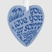 Ho'oponopono Hartvormige tekst Blauw Ornament (voorkant)