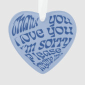 Ho'oponopono Hartvormige tekst Blauw Ornament (achterkant)