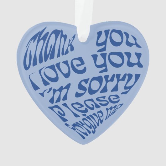 Ho'oponopono Hartvormige tekst Blauw Ornament (achterkant)