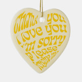 Ho'oponopono Hartvormige tekst geel Keramisch Ornament (Rechts)