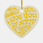 Ho'oponopono Hartvormige tekst geel Keramisch Ornament (Voorkant)