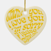 Ho'oponopono Hartvormige tekst geel Keramisch Ornament (Achterkant)