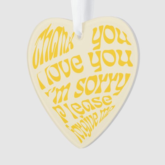 Ho'oponopono Hartvormige tekst geel Ornament (voorkant)