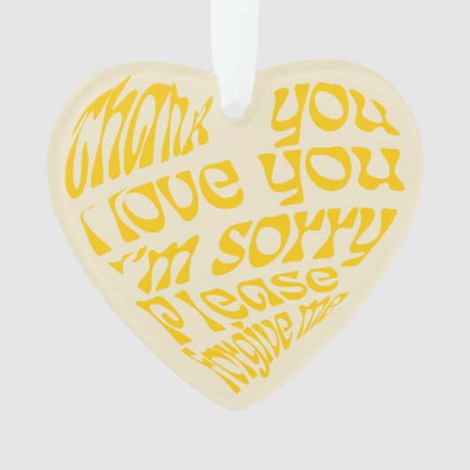 Ho'oponopono Hartvormige tekst geel Ornament (voorkant)