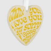 Ho'oponopono Hartvormige tekst geel Ornament (voorkant)