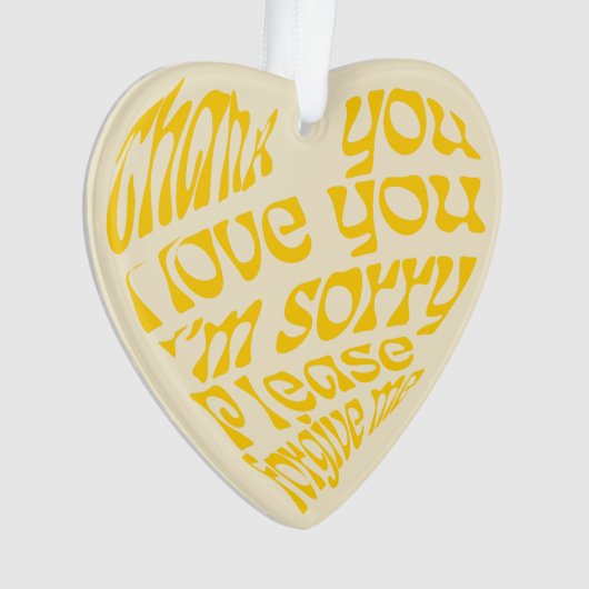 Ho'oponopono Hartvormige tekst geel Ornament (voorkant)