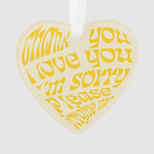 Ho'oponopono Hartvormige tekst geel Ornament (achterkant)