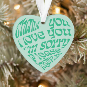 Ho'oponopono Hartvormige tekst Groen Ornament