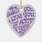 Ho'oponopono Hartvormige tekst Paarse Keramisch Ornament (Rechts)