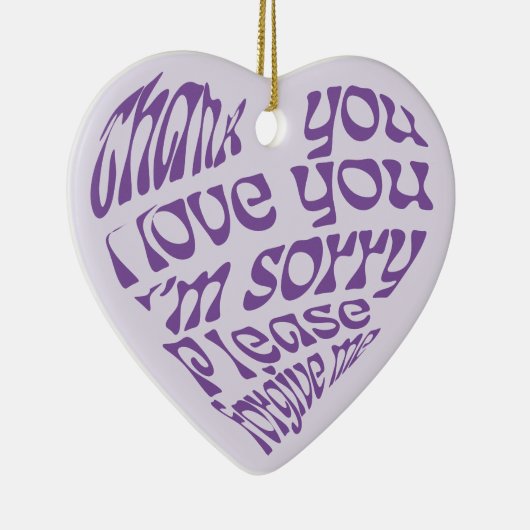 Ho'oponopono Hartvormige tekst Paarse Keramisch Ornament (Rechts)