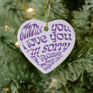 Ho'oponopono Hartvormige tekst Paarse Keramisch Ornament