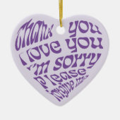 Ho'oponopono Hartvormige tekst Paarse Keramisch Ornament (Voorkant)